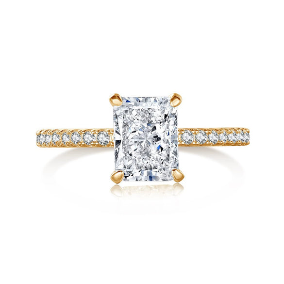 Women's S925 Sterling Silver Rectangular Geometric Style Ring With 8A Ice Flower Zirconium Simulated High Carbon Diamond Electroplated