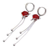 Women's S925 Sterling Silver Red Fox Tassel Earrings Elegant Animal Design Electroplated Fashion Jewelry