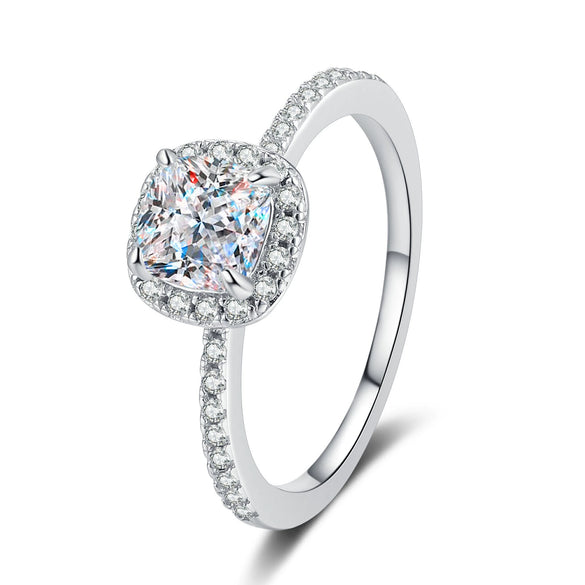 Women's S925 Sterling Silver Rhombusshaped Moissanite Ring Jewelry With Electroplating Design