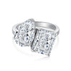 Women's S925 Sterling Silver Ring Geometric Style Pear Shape Square Ice Flower Cut Double Zircon Electroplated Design