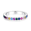 Women's S925 Sterling Silver Ring Geometric Style Rainbow Zircon Electroplated