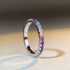 Women's S925 Sterling Silver Ring Geometric Style Rainbow Zircon Electroplated