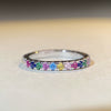 Women's S925 Sterling Silver Ring Geometric Style Rainbow Zircon Electroplated