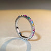 Women's S925 Sterling Silver Ring Geometric Style Rainbow Zircon Electroplated