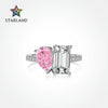 Women's S925 Sterling Silver Ring Pearshaped Rectangular Geometric Design Electroplated