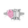 Women's S925 Sterling Silver Ring Pearshaped Rectangular Geometric Design Electroplated