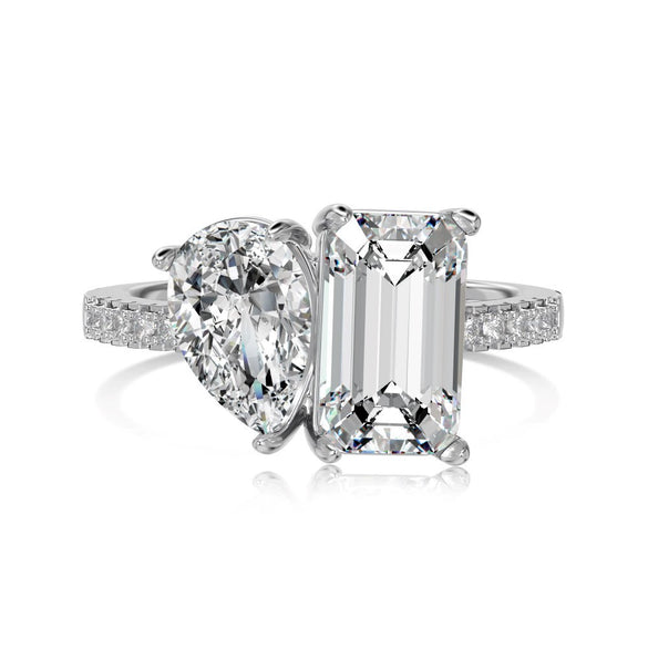 Women's S925 Sterling Silver Ring Pearshaped Rectangular Geometric Design Electroplated