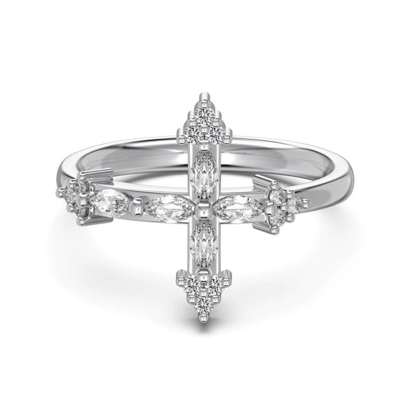 Women's S925 Sterling Silver Ring With Crown Bow Water Drop Horse Eye Zircon Design Geometric Light Luxury Style Electroplated