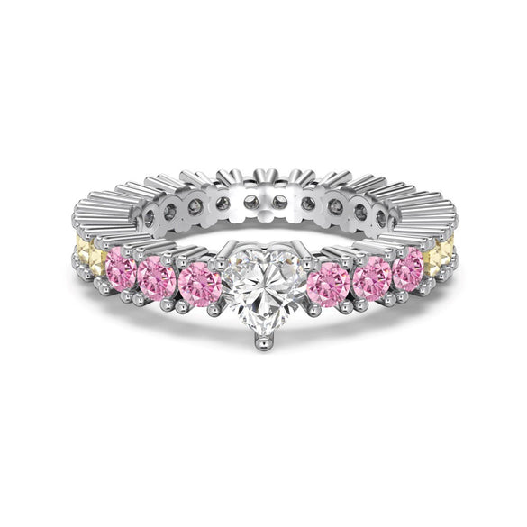 Women's S925 Sterling Silver Ring With Crown Bow Water Drop Horse Eye Zircon Design Geometric Light Luxury Style Electroplated
