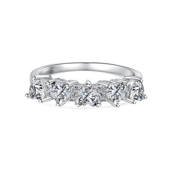 Women's S925 Sterling Silver Ring With Full Diamond Zircon Inlaid Geometric Design
