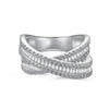 Women's S925 Sterling Silver Ring With Full Diamond Zircon Inlaid Geometric Design