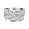Women's S925 Sterling Silver Ring With Full Diamond Zircon Inlaid Geometric Design