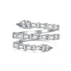 Women's S925 Sterling Silver Ring With Full Zircon Inlaid Heart Drop Geometric Shapes Electroplated