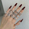 Women's S925 Sterling Silver Ring With Full Zircon Inlaid Heart Drop Geometric Shapes Electroplated