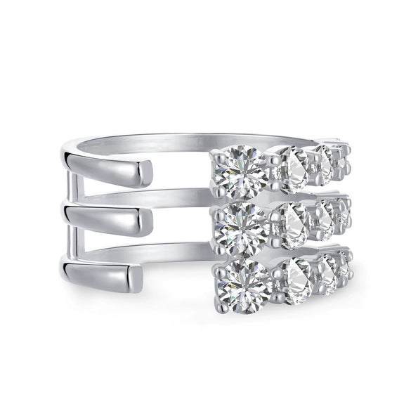 Women's S925 Sterling Silver Ring With Full Zircon Inlaid Heart Drop Geometric Shapes Electroplated