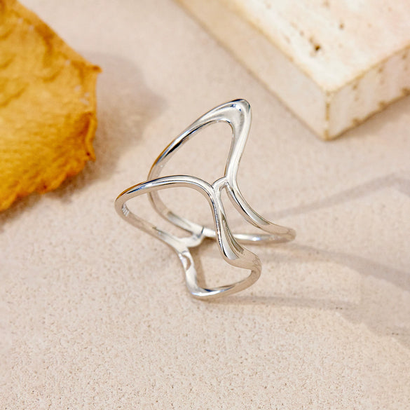 Women's S925 Sterling Silver Ring With Geometric Pattern And Platinum Electroplating Niche Design Accessible Luxury Style