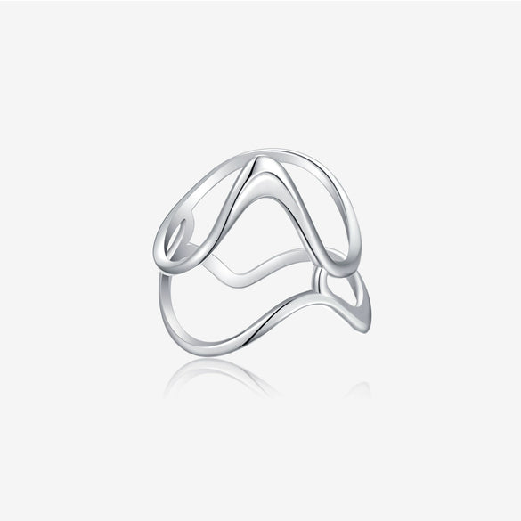 Women's S925 Sterling Silver Ring With Geometric Pattern And Platinum Electroplating Niche Design Accessible Luxury Style
