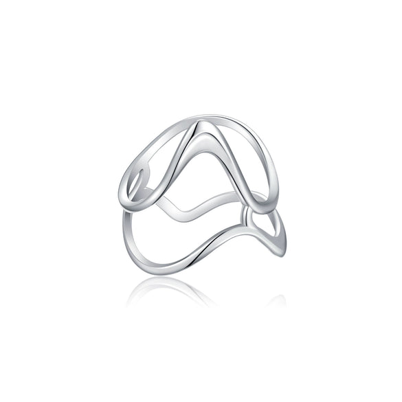 Women's S925 Sterling Silver Ring With Geometric Pattern And Platinum Electroplating Niche Design Accessible Luxury Style