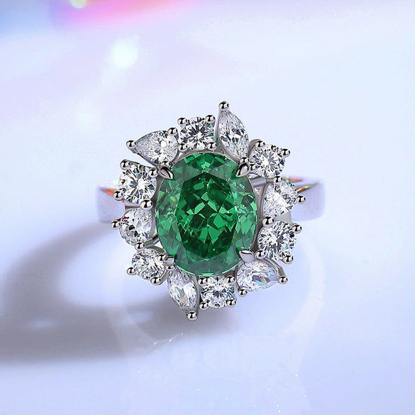 Women's S925 Sterling Silver Ring With Geometric Style And Pigeon Egg Shape