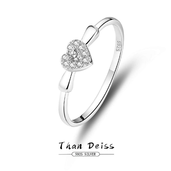Women's S925 Sterling Silver Ring With Heart And Bow Patterns Electroplated