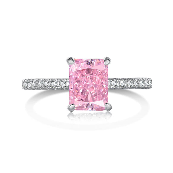 Women's S925 Sterling Silver Ring With High Carbon Diamond Geometric Style Electroplated