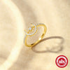 Women's S925 Sterling Silver Ring With High End Niche Design Star Moon Geometric Pattern And Electroplating Process