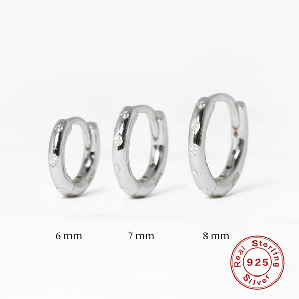 Women's S925 Sterling Silver Round Geometric Zircon Stud Earrings