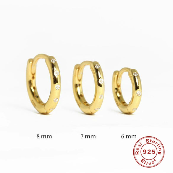 Women's S925 Sterling Silver Round Geometric Zircon Stud Earrings