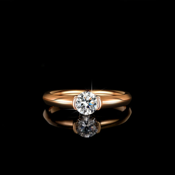Women's S925 Sterling Silver Round Moissanite Ring With Eight Heart And Eight Arrows Cutting And Geometric Pattern