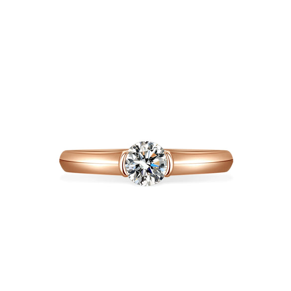 Women's S925 Sterling Silver Round Moissanite Ring With Eight Heart And Eight Arrows Cutting And Geometric Pattern