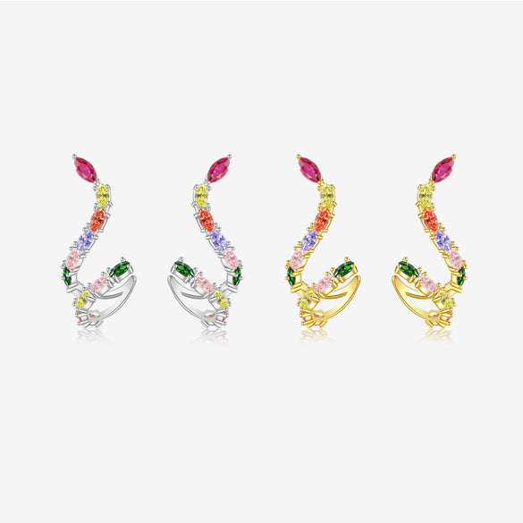 Women's S925 Sterling Silver Sexy Snake Earrings With Geometric Design And Electroplating Treatment
