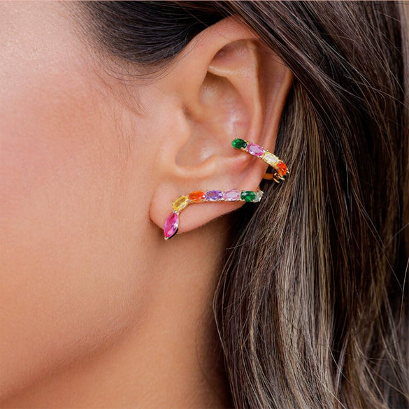 Women's S925 Sterling Silver Sexy Snake Earrings With Geometric Design And Electroplating Treatment