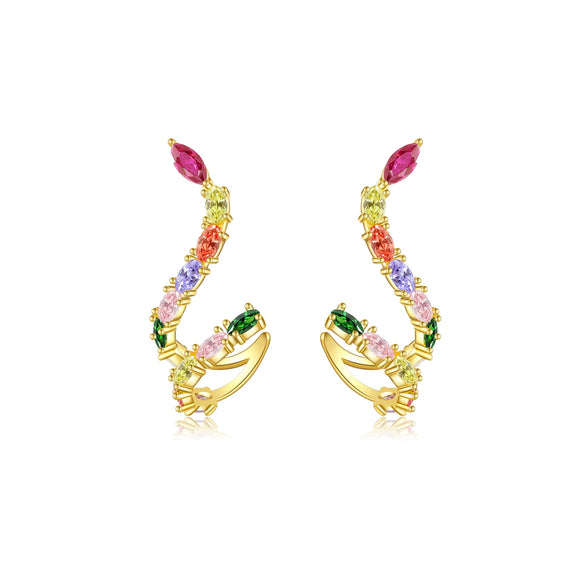 Women's S925 Sterling Silver Sexy Snake Earrings With Geometric Design And Electroplating Treatment