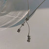 Women's S925 Sterling Silver Simple Geometric Bean And Round Bead Tassel Necklace Adjustable Box Chain Clavicle Necklace Electroplated