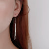 Women's S925 Sterling Silver Simple Geometric Long Tassel Ear Line Earrings Elegant Light Luxury Ear Hook Style