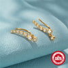 Women's S925 Sterling Silver Single Row Round Diamond Geometric Ear Clips With Fashion Niche Design Sense