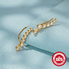 Women's S925 Sterling Silver Single Row Round Diamond Geometric Ear Clips With Fashion Niche Design Sense