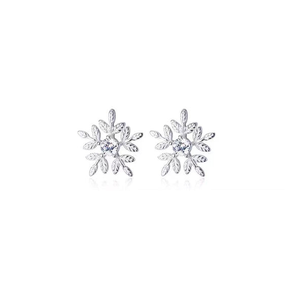Women's S925 Sterling Silver Snowflake Flower Earrings Light Luxury Geometric Electroplated Fashion Jewelry