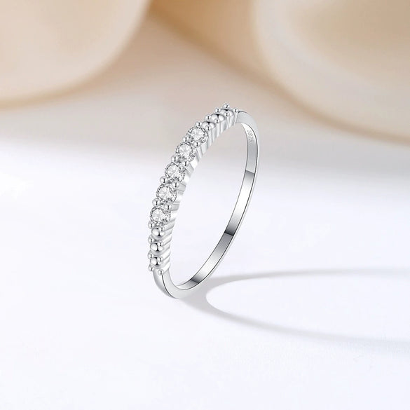 Women's S925 Sterling Silver Stacked Tail Ring With Diamond Strip And Electroplating