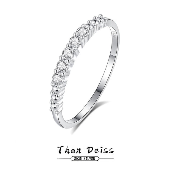 Women's S925 Sterling Silver Stacked Tail Ring With Diamond Strip And Electroplating