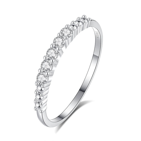 Women's S925 Sterling Silver Stacked Tail Ring With Diamond Strip And Electroplating