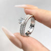 Women's S925 Sterling Silver Stacking Rings With Moissanite And Geometric Pattern Electroplated