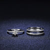 Women's S925 Sterling Silver Stacking Rings With Moissanite And Geometric Pattern Electroplated