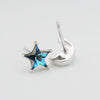Women's S925 Sterling Silver Star And Moon Earrings With Blue Crystal Inlay Fresh Minimalist Versatile Stud Earrings
