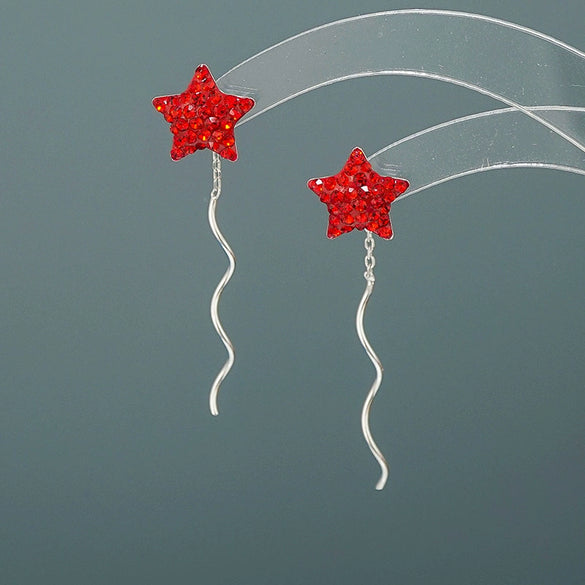 Women's S925 Sterling Silver Star Long Tassel Earrings Elegant Light Luxury Ear Line Style Fairy Temperament Jewelry