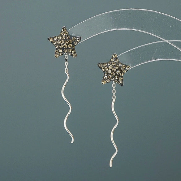 Women's S925 Sterling Silver Star Long Tassel Earrings Elegant Light Luxury Ear Line Style Fairy Temperament Jewelry