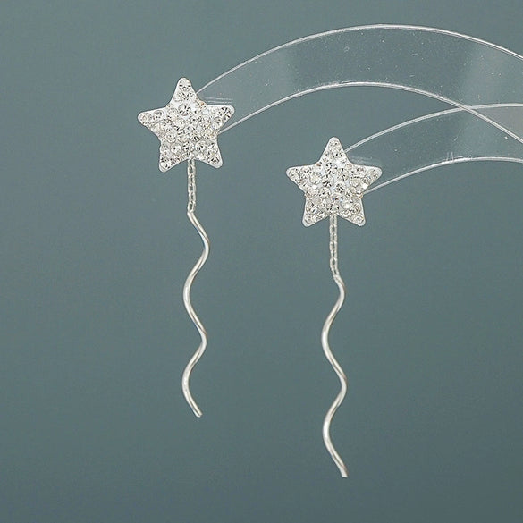 Women's S925 Sterling Silver Star Long Tassel Earrings Elegant Light Luxury Ear Line Style Fairy Temperament Jewelry
