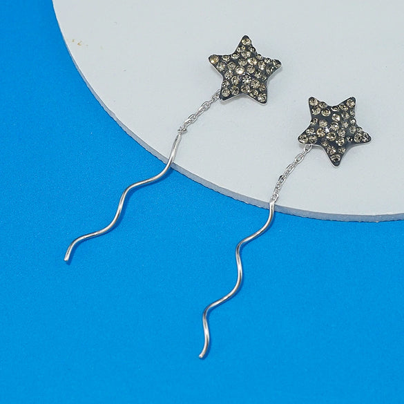Women's S925 Sterling Silver Star Long Tassel Earrings Elegant Light Luxury Ear Line Style Fairy Temperament Jewelry