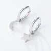 Women's S925 Sterling Silver Star Moon Asymmetric Goldplated Earrings Set With Diamonds Minimalist Style