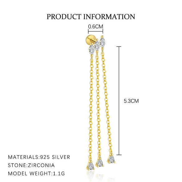 Women's S925 Sterling Silver Star Shape Diamond Zirconia Simple Light Luxury Allmatch Earrings